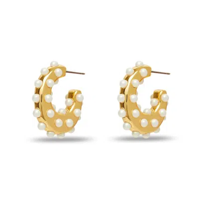 Lele Sadoughi Women's Pearl Archer Mini Hoop Earrings In Gold