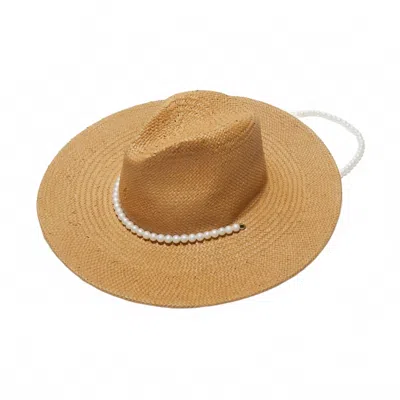 Lele Sadoughi Women's Pearl Strand Straw Hat In Natural In White