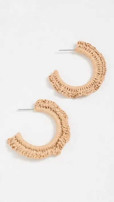 Lele Sadoughi Women's Ruffle Raffia Hoop Earrings In Natural In Gold