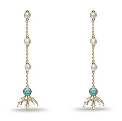 Lele Sadoughi Women's Sea Linear Trifold Earrings In Turquoise In Gold