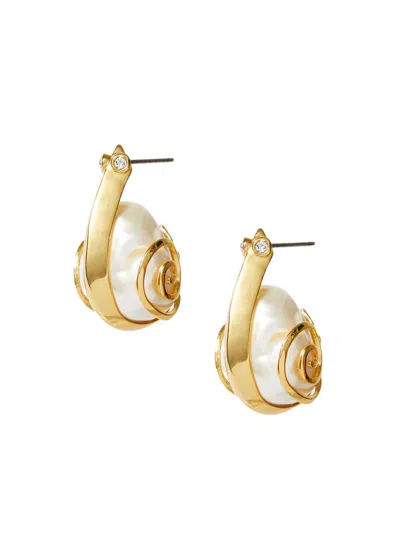 Lele Sadoughi Women's Snail 14k-gold-plated, Crystal & Imitation Pearl Hoop Earrings In Neutral