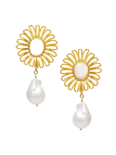 Lele Sadoughi Women's The Met X  Renoir Daisy 14k Gold-plated & Faux Pearl Drop Earrings In Pattern