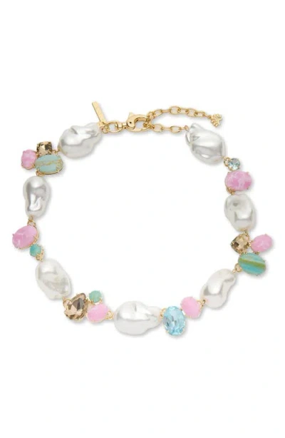 Lele Sadoughi Worth Avenue Cluster Stone Collar Necklace In Gold