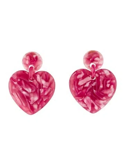 Pre-owned Lele Sadoughi X Lilly Pulitzer Resin Heart Drop Earrings In Multicolor