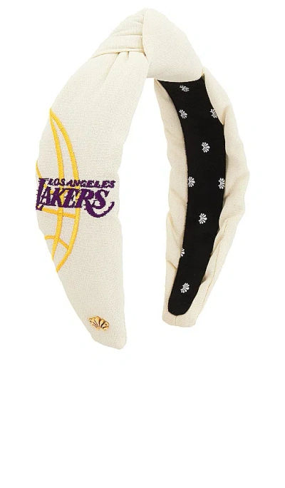 Lele Sadoughi X Nba La Lakers Embroidered Headband In 象牙白