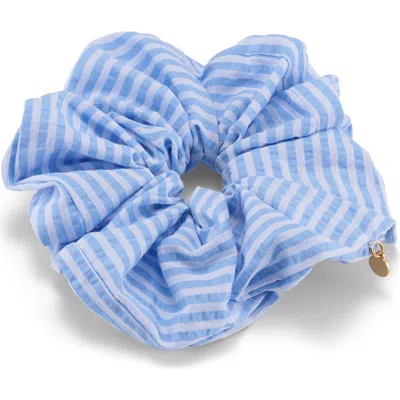 Lelet Ny Amy Oversize Seersucker Scrunchie In Blue