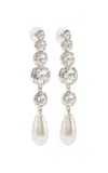 Lelet Ny Athena Rhodium-plated Swarovski Crystal And Pearl Earrings In Metallic