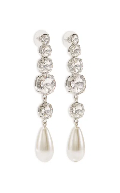 Lelet Ny Athena Rhodium-plated Swarovski Crystal And Pearl Earrings In Metallic