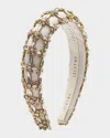 Lelet Ny Avril Crystal Padded Silk Headband In Ivory Crystal