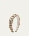 Lelet Ny Avril Crystal Padded Silk Headband In Ivory Crystal