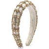 Lelet Ny Avril Crystal Padded Silk Headband In Ivory Crystal
