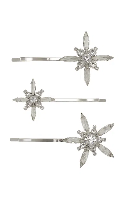 Lelet Ny Avril Set-of-three Crystal Bobby Pins In Silver