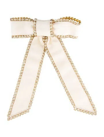 Pre-owned Lelet Ny Bow Crystal Hair Clip In Neutrals