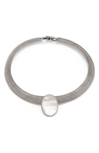 Lelet Ny Charlotte Mesh Mother-of-pearl Choker In Silver