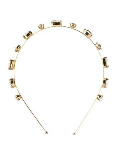 Pre-owned Lelet Ny Crystal Embellished Headband In Gold