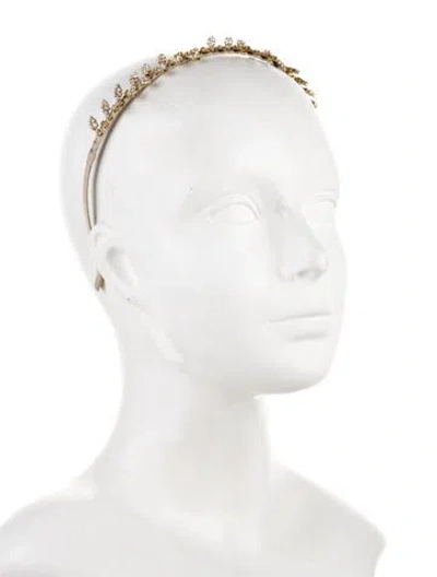 Pre-owned Lelet Ny Crystal Embellished Headband In Gold