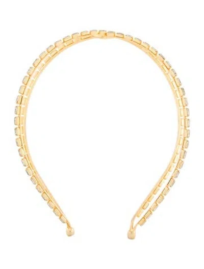 Pre-owned Lelet Ny Crystal Embellished Headband In Gold