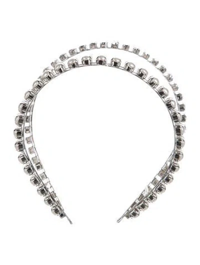 Pre-owned Lelet Ny Crystal Embellished Headband In Silver