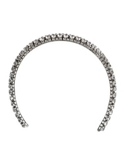 Pre-owned Lelet Ny Crystal Embellished Metal Hairband In Silver