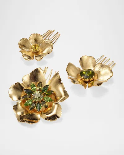 Lelet Ny Eden Floral Crystal Hair Pins, Set Of 3 In Multi