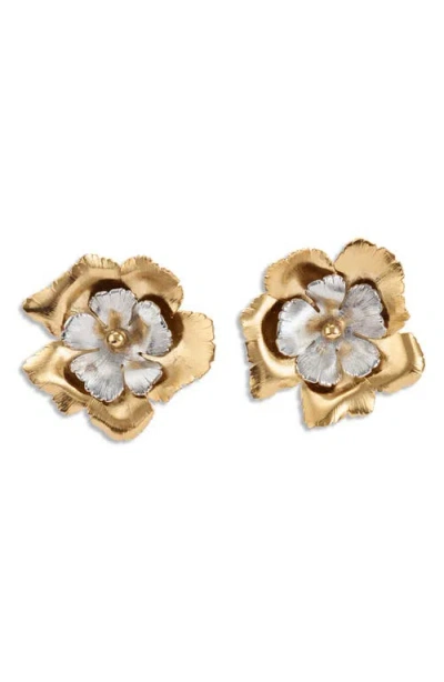 Lelet Ny Eden Floral Two Tone Statement Earrings In Gold