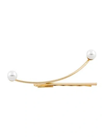 Pre-owned Lelet Ny Embellished Hair Clip In Gold