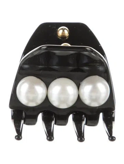 Pre-owned Lelet Ny Faux Pearl Accent Claw Hair Clip In Black