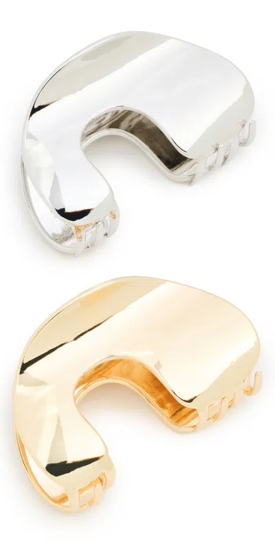 Lelet Ny Glossy Amorphous Claw Clip Set Of 2 Mixed Metal