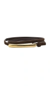 Lelet Ny Glossy Bar Skinny Suede Belt In Brown