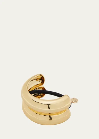 Lelet Ny Womens Silver Glossy Double-arch 14ct Gold-plated Brass Hair Tie