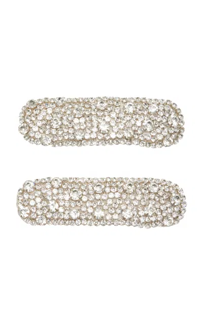 Lelet Ny Hannah Set-of-two Crystal Hair Clips In Silver