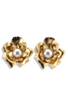 Lelet Ny Jasmine Floral Faux Pearl Button Drop Earrings In Gold