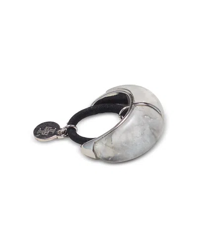 Lelet Ny Jelly Clear Quartz Mini Dome Ponytail Holder In Silver