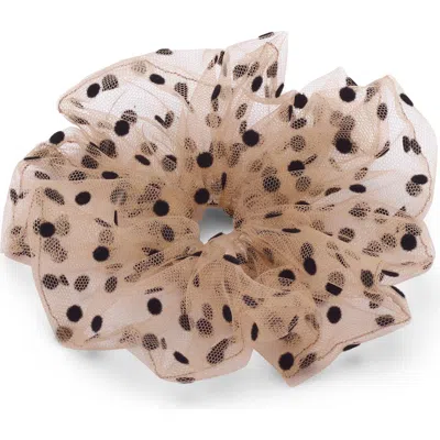 Lelet Ny Juliette Polka Dot Tulle Scrunchie In Neutral