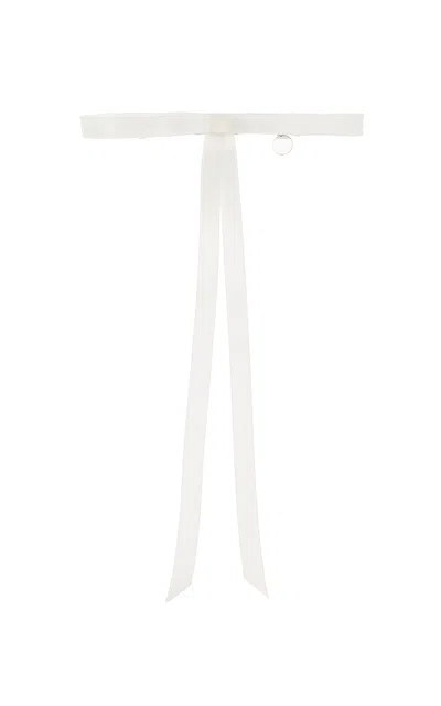 Lelet Ny Karla Skinny Satin Hair Bow In Ivory