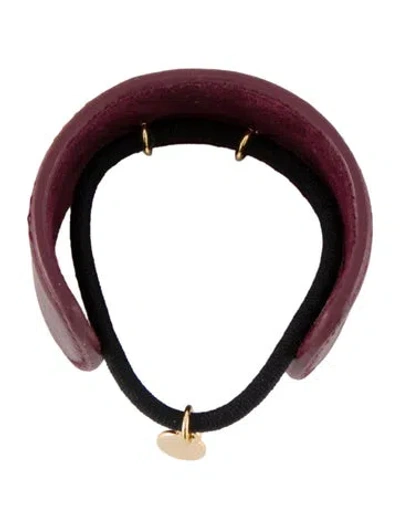 Pre-owned Lelet Ny Leather Hair Scrunchie In Burgundy