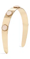 Lelet Ny Liv Stone Petite Metal Headband Rose Quartz/gold In Rose Quartz/gold