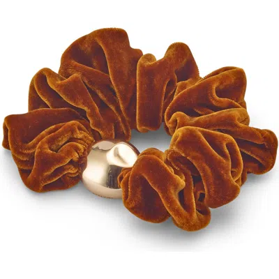 Lelet Ny Medium Inara Velvet Pendant Scrunchie In Brown
