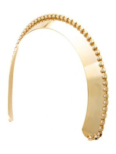Pre-owned Lelet Ny Metal Beaded Headband In Gold