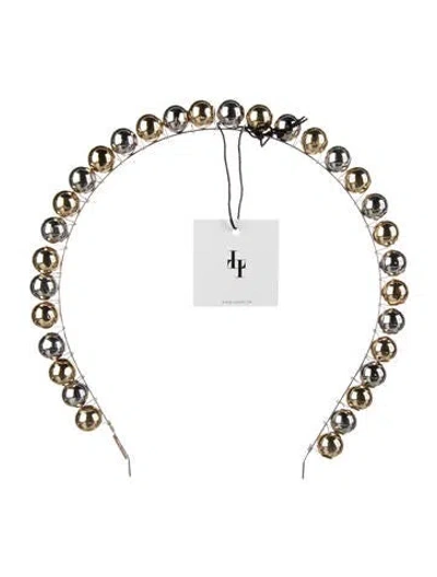 Pre-owned Lelet Ny Metal Beaded Headband W/tags In Gold/silver