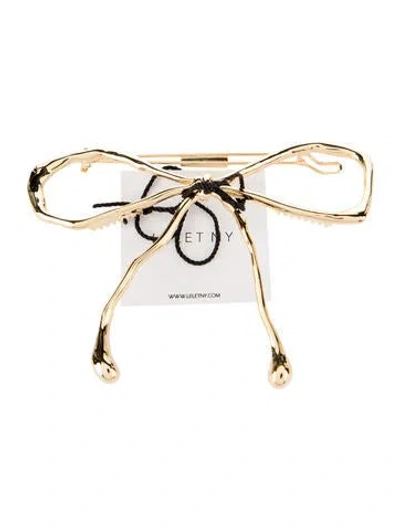 Pre-owned Lelet Ny Metal Bow Hair Clip In Gold