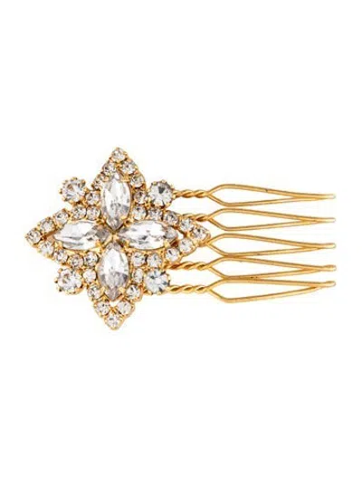 Pre-owned Lelet Ny Metal Crystal Hair Clip In Gold