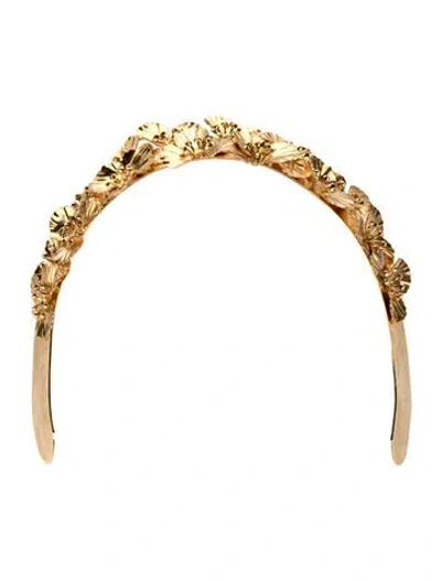 Pre-owned Lelet Ny Metallic Flower Crown Head-band In Gold