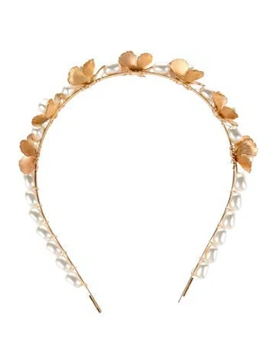 Pre-owned Lelet Ny Pearl & Flower Accented Head-band