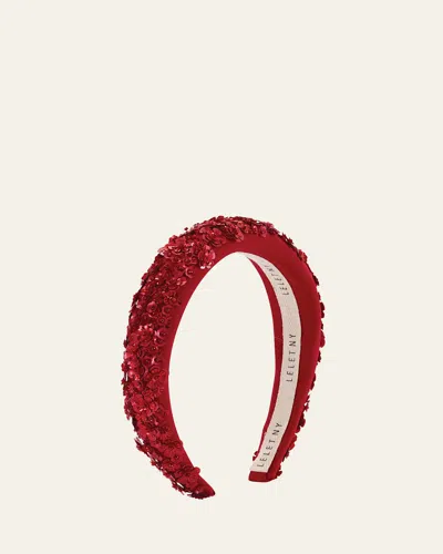 Lelet Ny Robyn Headband W/ Floral Appliques In Burgundy