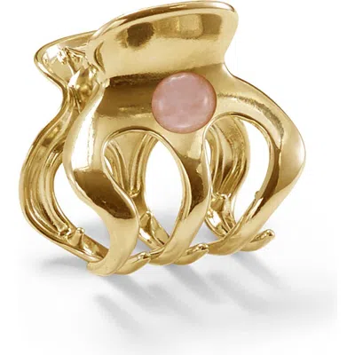Lelet Ny Selene Stone Bauble Claw Clip In Rose Quartz/gold