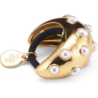 Lelet Ny Siena Faux Pearl Mini Dome Ponytail Cuff In Gold
