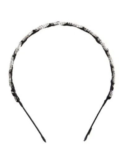 Pre-owned Lelet Ny Silver Plated Crystals Hairband In Black