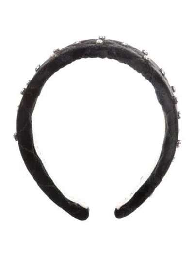Pre-owned Lelet Ny Velvet Embellished Headband In Black