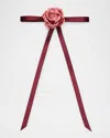 Lelet Ny Velvet Rosette Bow Skinny Barrette In Cranberry Rose